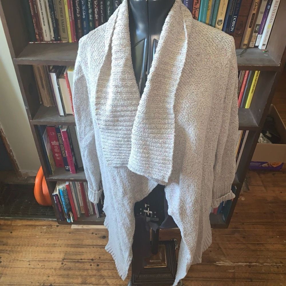 CAbi marbled gray drape front S cozy cardigan